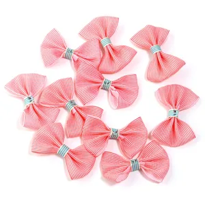 Lazos de cinta a rayas rojas y blancas pequeños mini lazos accesorios de pelo DIY manualidades
