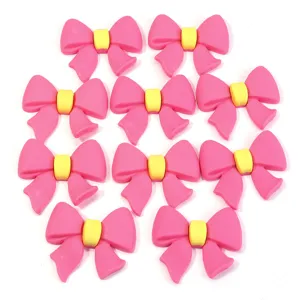 Roze PVC zachte rubberen strik DIY bedels voor haarspelden telefoonhoesjes en schoenen.