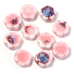 Perline di fiori in ceramica rosa perle sfuse per braccialetto collana fai da te