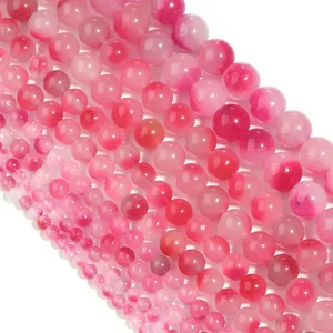 Perle sferiche in pietra preziosa rosa naturale per creazione di gioielli fai da te all'ingrosso.