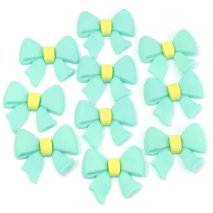 Groene strik PVC hars cabochon DIY bedel voor telefoonhoesje haarspeld schoen decoratie.