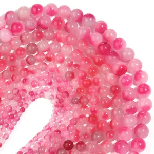 Perline di calcedonio rosa naturale in pietra preziosa sfusa per gioielli fai da te collana braccialetto.
