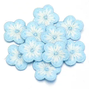 Blue white plum blossom embroidered patch DIY clothing repair accessory cute flower patch