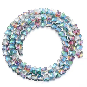 Bunte elektroplattierte Glas Schmetterling Perlen fuer handgemachte Schmuck Armband Kette.