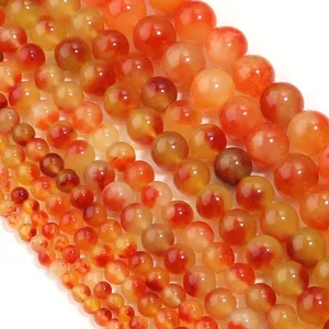 Perline di agata rossa naturale, perle tonde sfuse per la creazione di gioielli artigianali.