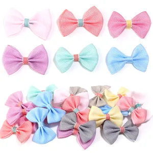 Horquillas con lazo a rayas coloridas, accesorios DIY bonitos para el cabello de bebé.