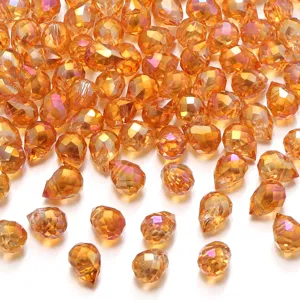 Gefaseerde kristallen glasparel voor DIY sieraden, mooie amberkleurige iriserende losse kralen.
