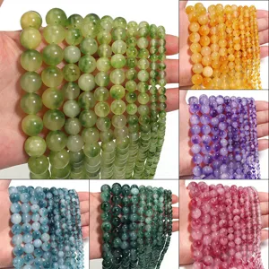 Pietra Naturale Calcedonio Perle Sciolte con Motivo a Nuvola per Creazione di Gioielli Fai da Te Collane Bracciali Perle Rotonde in Pietra Preziosa Forate