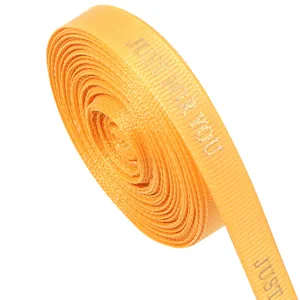 Λεπτομέρεια πορτοκαλί κορδέλας grosgrain, κείμενο θερμοτυπίας, αξεσουάρ DIY συσκευασίας δώρων
