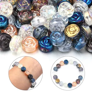 Galvanisierte Glasperlen in Rosenform fur DIY Schmuckherstellung Armband und Halskette Zubehor