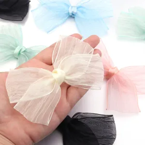 Large pleated organza bow accessories for hair clips clothes dolls and gift box decor.