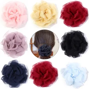 Double Layer Mesh Rose Flower Fabric Craft Flower For Handcrafted Handmade DIY Hair Accessories Corsage Apparel Shoe Accessories