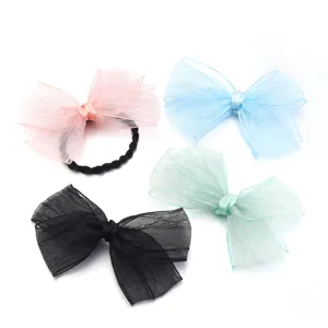 Large pleated gauze ribbon bow hair accessories, cute multi-color decorative bows set.