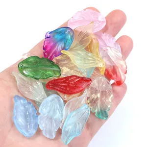 Colorful translucent leaf beads for DIY jewelry making, ideal for handmade necklaces and bracelets.