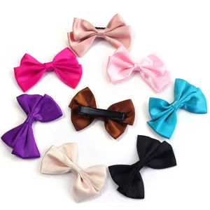 Pinces à cheveux nœud papillon en satin coloré pour enfants, accessoires de coiffure.
