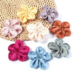 Fabric glossy satin five-petal flower DIY accessories for kids hair clips and clothing.