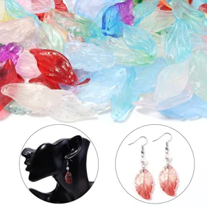 Colorful translucent leaf glass beads bulk DIY jewelry making bracelet necklace earrings pendants