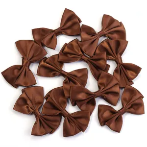 Accessoires de nœud papillon double couche en polyester marron détails DIY vêtements déco