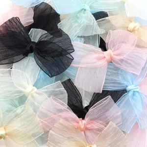 Organza bow ribbon accessories, large sheer hair bows for clothing, socks, doll hats, and bag decoration.