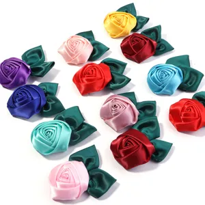 Handgemaakte satijnen lint roos bloem DIY haarspeld broche kleding tas accessoire