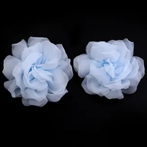 Double-layer mesh rose fabric flower detail, handmade DIY hair accessory material.