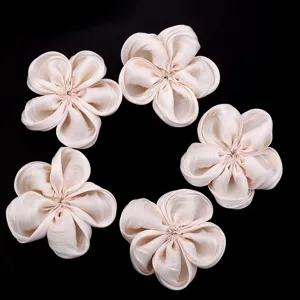 Fabric five-petal flower satin DIY accessories for hair clips, clothing, shoes, and bags decor.