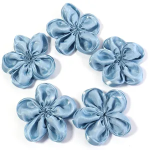Shiny satin 5-petal flower DIY accessories for hair clips, clothing, hats, and bags.
