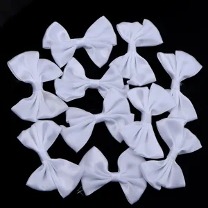 Noeuds de ruban blancs double couche accessoires de vetements DIY chapeau sac artisanat 10pcs
