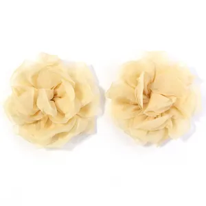 Double layer mesh rose fabric flower DIY handmade accessories for hair clips and clothing.