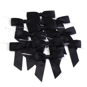 Noeuds en ruban de polyester noir avec liens torsadés pour emballage cadeau et décoration