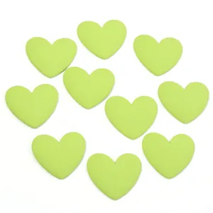 Light green heart resin flatbacks detail view, perfect for custom phone case and hair clip DIY.