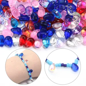 Colorful glass waterdrop beads DIY jewelry accessories for making custom handmade necklaces and bracelets.