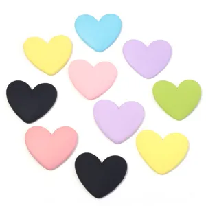 Colorful heart resin flatback charms detail, smooth surface DIY cabochons for phone decor