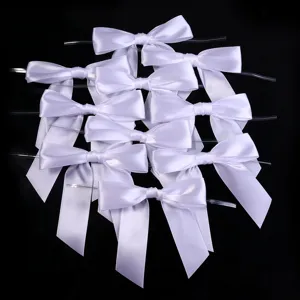 Noeuds en ruban satin blanc avec fil pour emballage de boites cadeaux details mariage