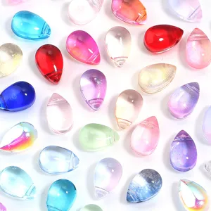 Colorful teardrop glass beads for DIY jewelry making, crystal drop pendants for bracelets.
