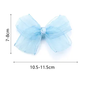 Light blue sheer organza bow hair accessory, DIY material for clothes bags and hats.
