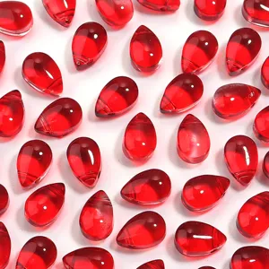 Red glass teardrop beads for DIY jewelry making necklace bracelet earrings accessories