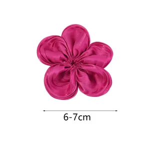 Shiny satin five petal flower accessory 6-7cm for DIY hair clips clothing hat bag crafts.