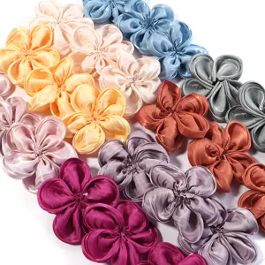 Fabric glossy satin five-petal flower DIY hair clips and clothing accessories.