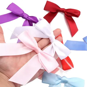 Noeuds en ruban polyester colorés avec attache fil pour boîtes cadeau mariage fête