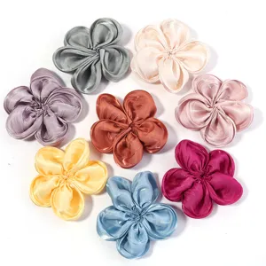 Satin five-petal fabric flower hair clip DIY clothing accessories main display image
