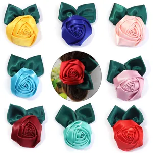 Handgemaakte Satijn Rozenknop Bloem Borten 3D Elegante Stof Bloesems Voor Haarclip Broche Kleding Tas DIY Craft Decoratie