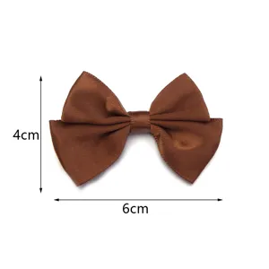 Nœud papillon en satin marron accessoire 4x6cm double couche bricolage pince à cheveux.