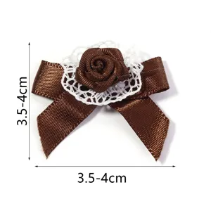 Brown rose lace polyester bow Lolita hair clip accessory 3.5-4cm craft DIY trim material