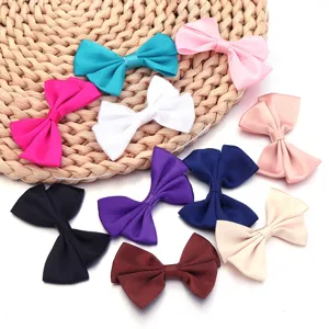 Pinces à cheveux avec nœud double en satin coloré pour accessoires de coiffure enfants