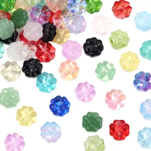 Colorful four-leaf clover glass beads DIY jewelry accessories for handmade necklaces and bracelets.