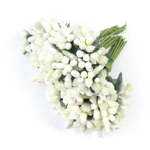 Künstliche mattierte weiße Beeren-Blütenstempel für DIY-Blumenhandwerk, Hochzeitsdekor.