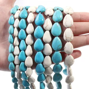 Blue white turquoise drop beads for DIY jewelry making, necklace and bracelet accessories.
