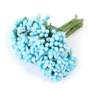 Künstlicher blauer Beeren Blumenstrauß Staubblatt DIY Blumen Zubehör für Handwerk Dekoration