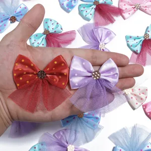 Nœud à pois en tulle accessoires DIY pour pinces à cheveux vêtements et chaussures